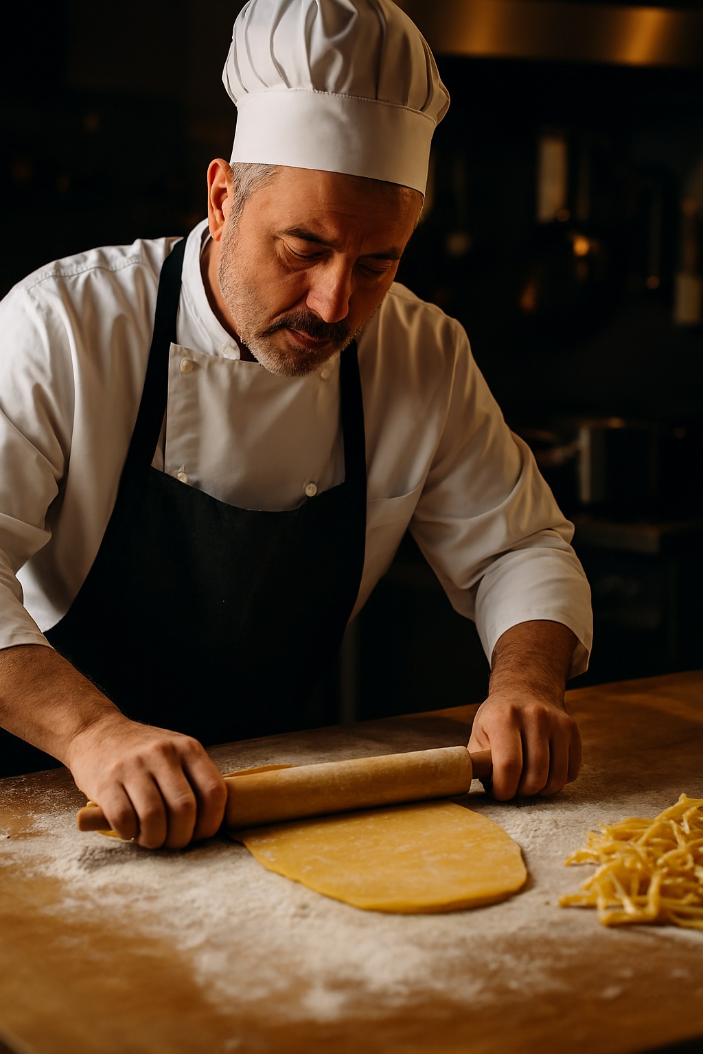 Chef Enrico Di Lazzari a preparar massa fresca
