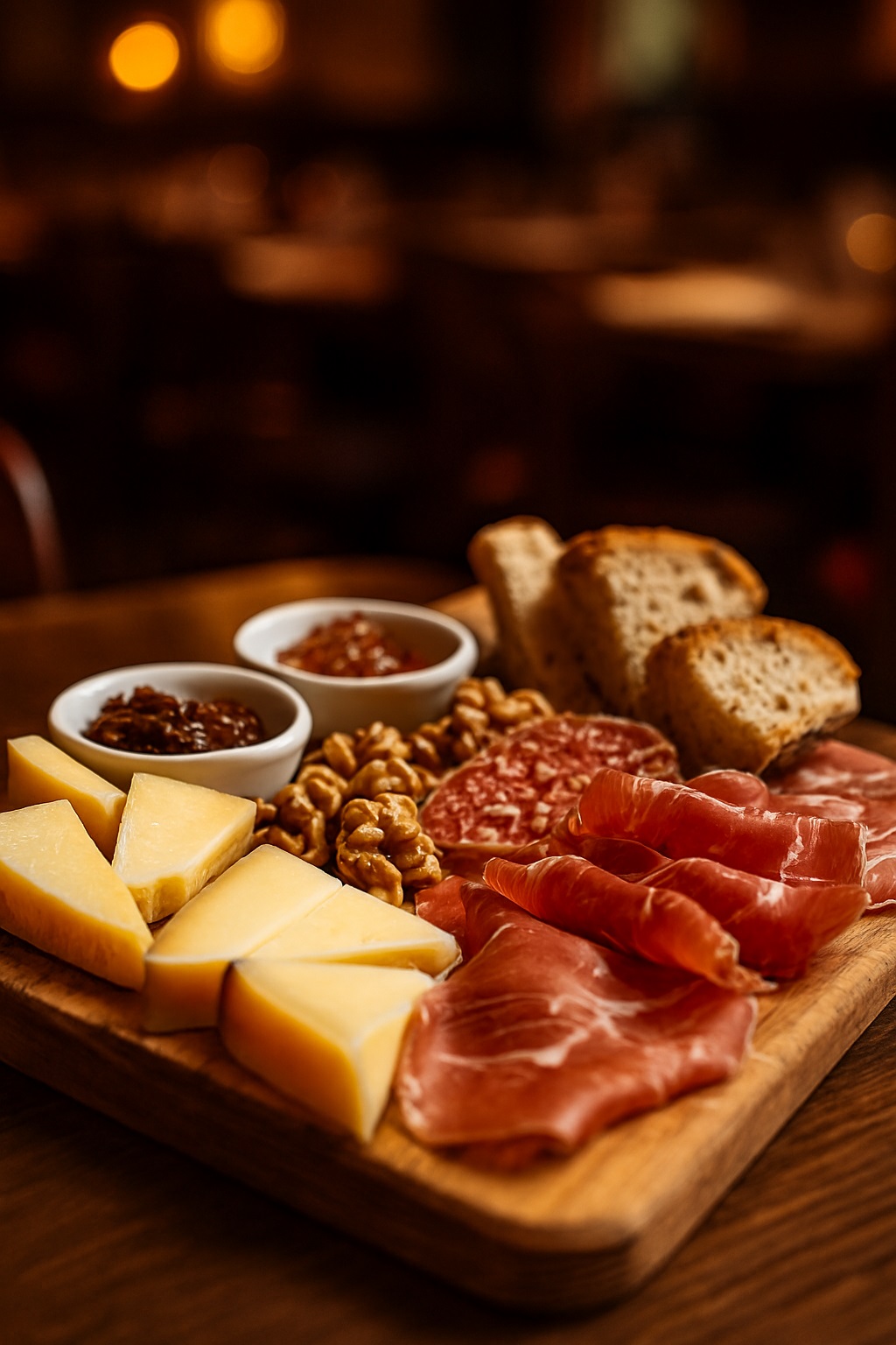 Seleção de queijos e enchidos italianos